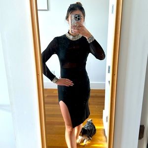 Black cut out Rhinestone Dress